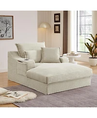 Streamdale Furniture Fluffy Double-Layer Seat Cushion w/ Cup Holders & Cotton Pillows
