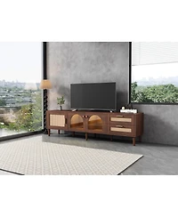Streamdale Furniture 70" Tv Stand for TVs up to 80", Entertainment Center with Led Lights & Storage