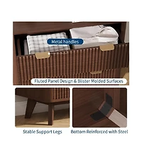 gaomon Modern Fluted Nightstand with Faux Marble Top and 3 Drawers
