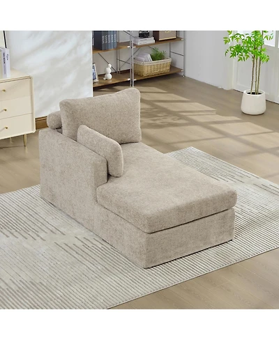 Streamdale Taupe Wide Modular Sofa Bed with Chenille Fabric and Metal Legs