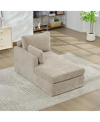 Streamdale Taupe Wide Modular Sofa Bed with Chenille Fabric and Metal Legs