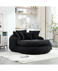 Streamdale Furniture Oversized Oval Upholstered Bean Bag Sofa with 5 Pillows & Wrap Around Backrest