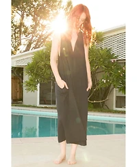 Ocean+Main Plus Sleeveless Gauze Midi Dress with Pockets