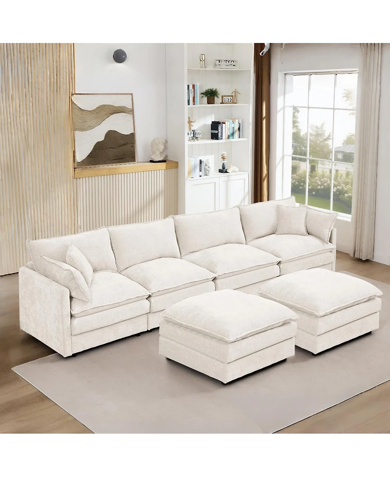 Streamdale Furniture Modular Sectional Sofa, 130.7" U Shaped Couch Set, 4-Seater Comfy Cloud Couch