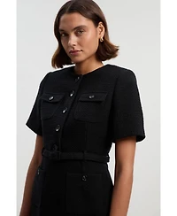 Karen Millen Women's Tweed Belted Mini Dress