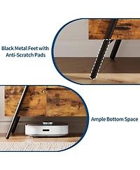 gaomon Modern Tv Stand, Wood Entertainment Center, 2 Drawers, Side Open Shelves, U-Shaped Metal Base, Fits up to 65".