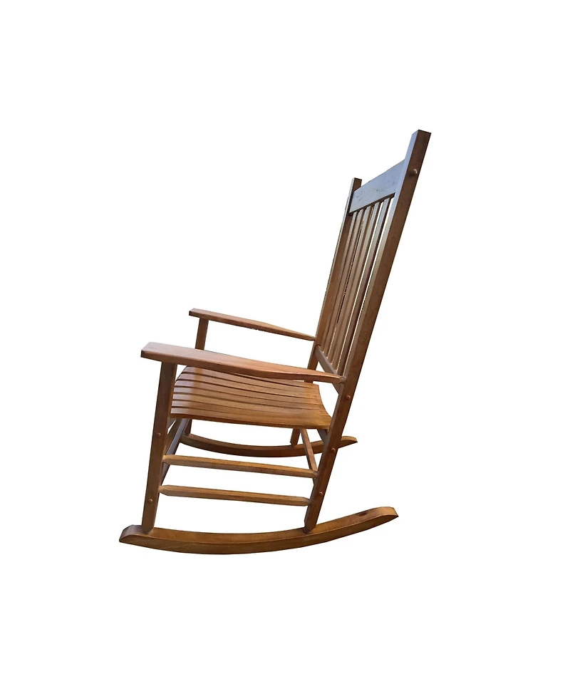 Flynama Solid Hardwood Rocking Chair for Balcony Porch Wide Seat Armrest Capacity
