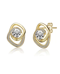 14k Gold Plated Cubic Zirconia Double Love Knot Stud Earrings
