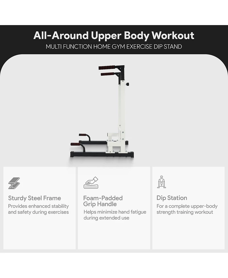 BalanceFrom Dip Stand, Home Gym Exercise Equipment Steel Bar, 500 Pound Capacity, White