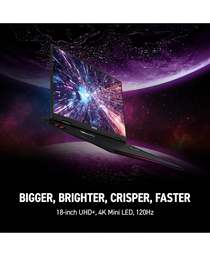 Msi Raider 18" Uhd 120Hz Gaming Laptop Intel Core Ultra 9 285HX Nvidia GeForce Rtx 5090 64GB Ram 2TB Ssd Storage Windows 11 Home
