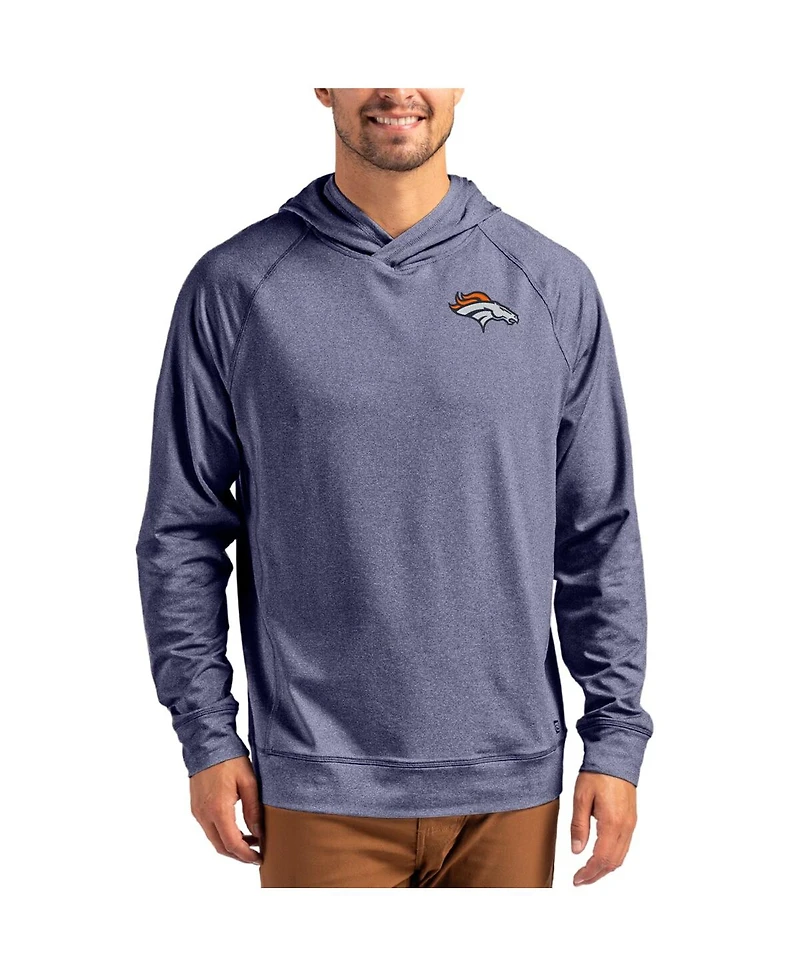 Cutter & Buck Men's Heather Navy Denver Broncos Adapt Knit Raglan Pullover Hoodie
