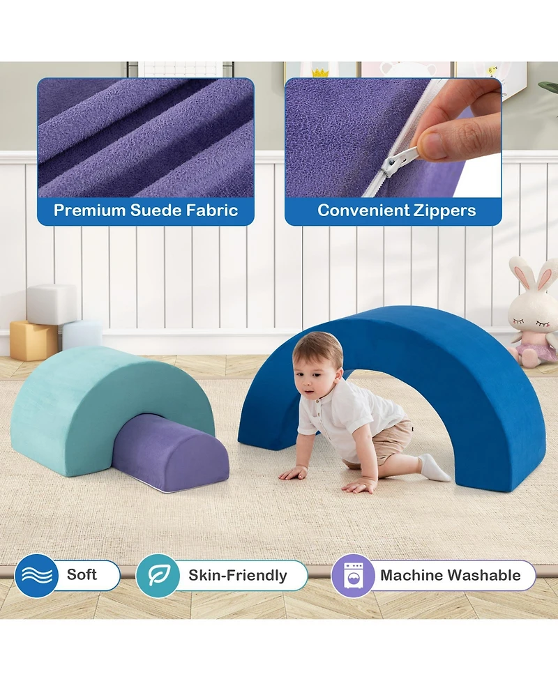 Mecale Kids' Rainbow Arc Climber Set with Foam Blocks and Machine