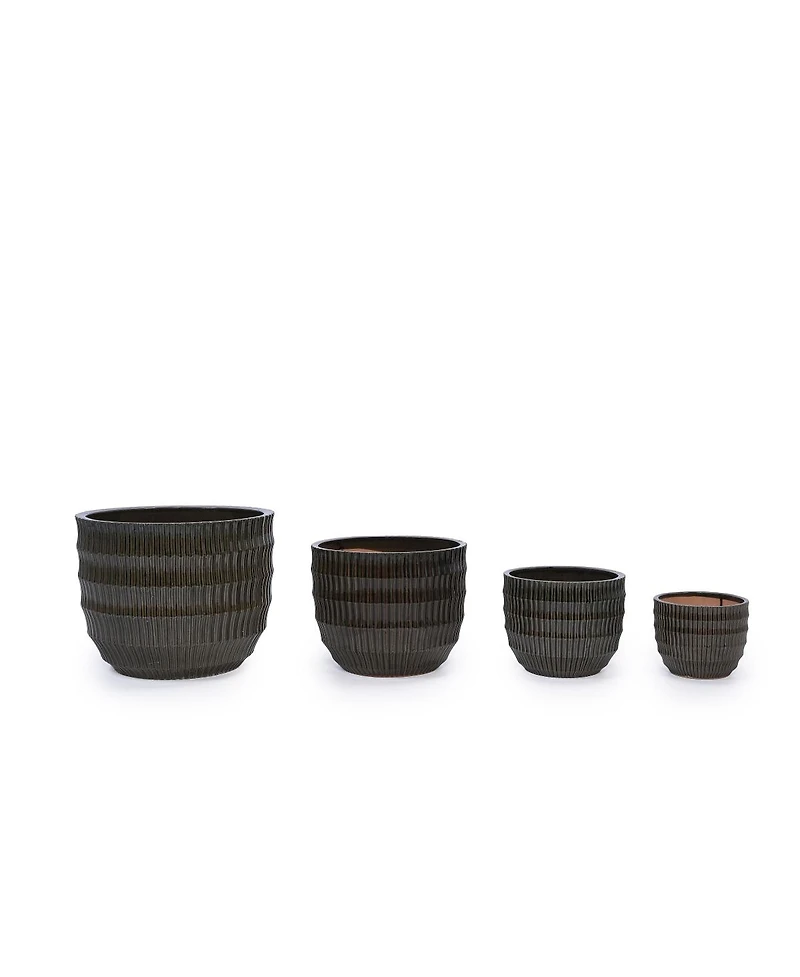 Streamdale FurnitureHandmade Dark Coffee Ceramic Planter Set of 4 (6.5" to 14.17") - Indoor/Outdoor Flower Pot