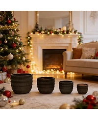 Streamdale FurnitureHandmade Dark Coffee Ceramic Planter Set of 4 (6.5" to 14.17") - Indoor/Outdoor Flower Pot