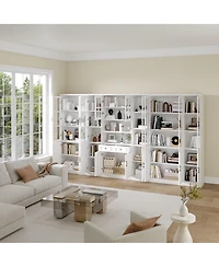Homsee 3 in 1 Luxurious Large Bookcase with 30 Shelves & Doors