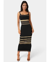 Bebe Women's Illusion Sweater Bodycon Maxi Dress