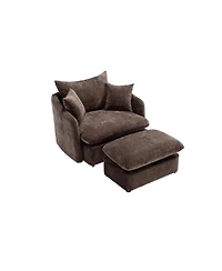 Streamdale Furniture Oversized Swivel Accent Chair with Ottoman & Pillows