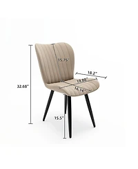 Streamdale Furniture Set of 2 Modern Pu Leather Dining Chairs with Thick Cushions & Metal Legs