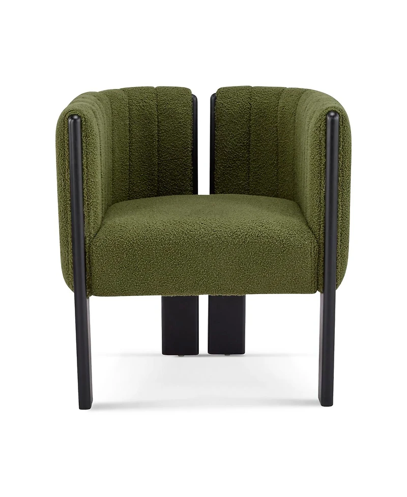 Streamdale Furniture Dining Chairs Set of 4, Modern Olive Boucle Fabric, Rubber Wood Frame