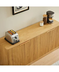 Streamdale Furniture Streamdale 59-inch Modern Wavy Sideboard, Curved Contour 4-Door Storage Cabinet