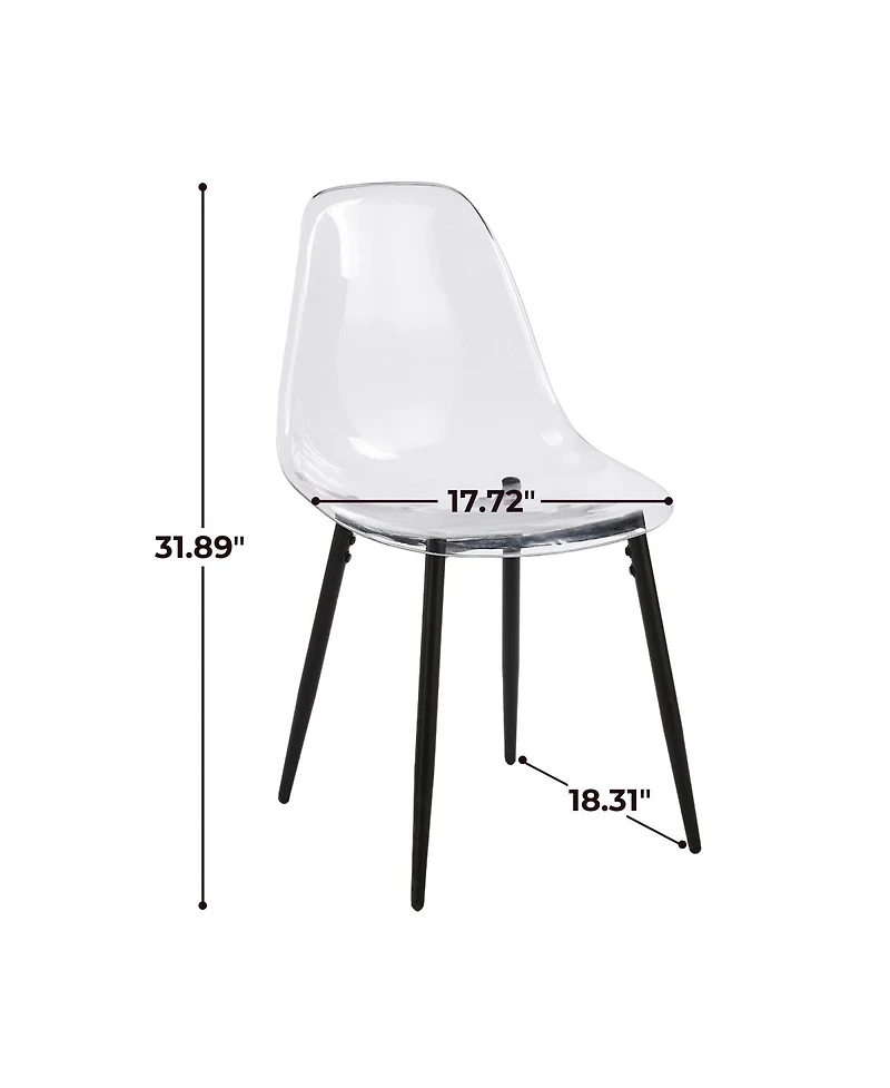 Streamdale Furniture Contemporary Transparent Dining Chair with Metal Legs