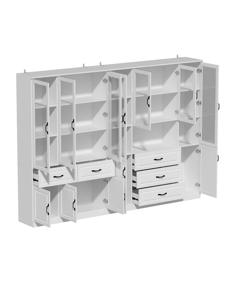 Homsee Large 19-Shelf Wood Standard Bookcase With Adjustable Shelves,5 Drawers