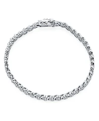 Bling Jewelry Fancy Cocktail Cz Cubic Zirconia Wave S-Link Swirl Tennis Bracelet Silver Plated