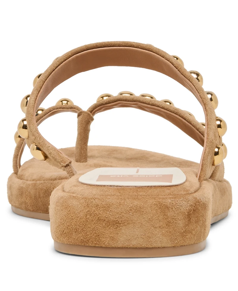 Dolce Vita Women's Amary Strappy Studded Toe Thong Flat Sandals