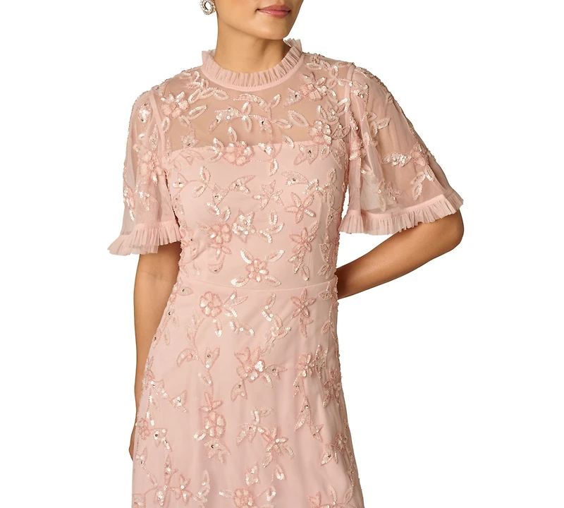 Adrianna Papell Petite Crewneck Midi Dress