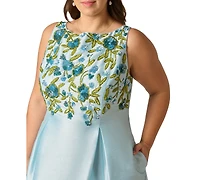 Adrianna Papell Plus Boat Neck Midi Dress