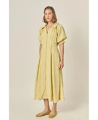 English Factory Women's Gingham Puff Sleeve Dress
