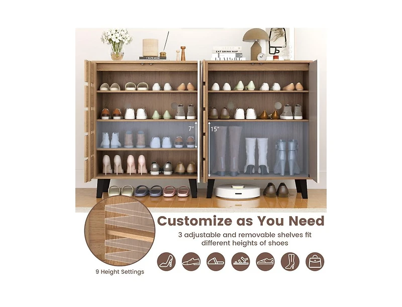 Slickblue 4-Tier Farmhouse Shoe Cabinet with Louvered Doors