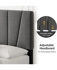 gaomon Queen Bed Frame 4 Drawers Linen Upholstered Headboard Footboard Wooden Slats Mattress Support