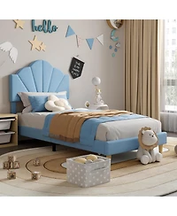 gaomon Twin Xl Upholstered Bed Frame Height Adjustable Headboard for Kids Wood Slats Metal Frame Easy Build