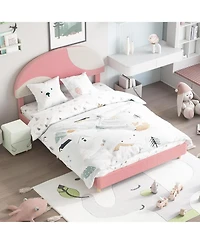 gaomon Full Bed Frame with Boucle Arch Headboard Modern Upholstered Platform Wooden Slats No Box Spring Kids Guest