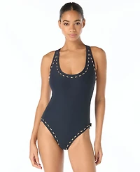 Michael Kors Women's Scoop Neck Racer Back One-Piece Swimsuit