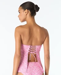 Michael Kors Women's Lace-Up Bandeau Neck Tankini Top
