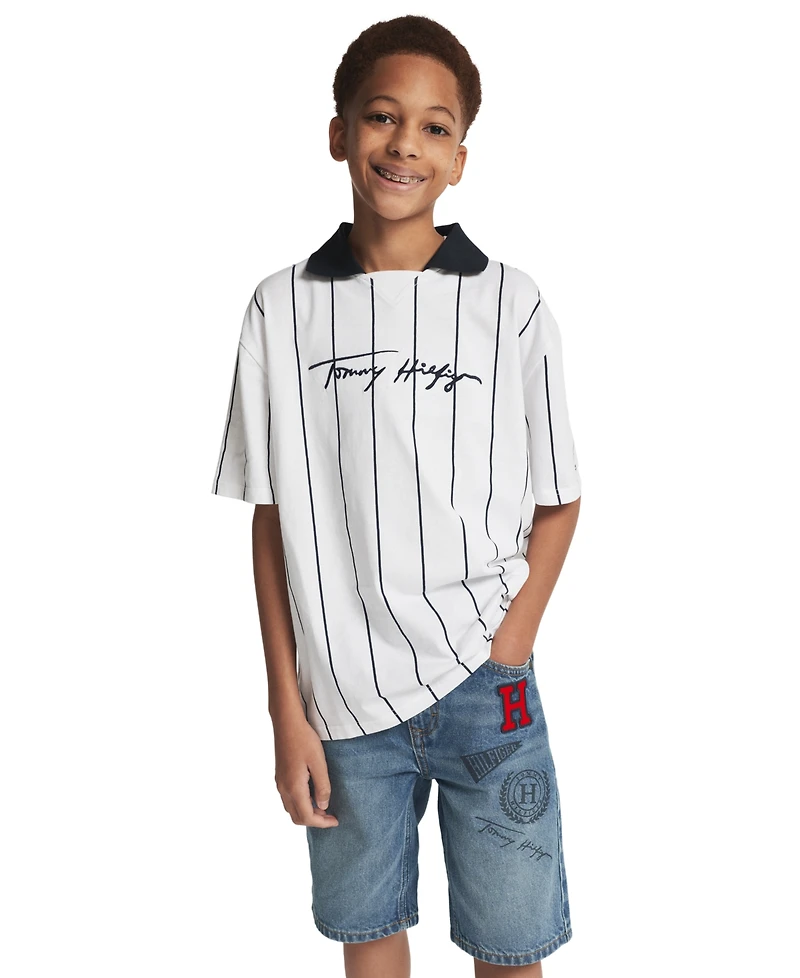 Tommy Hilfiger Boys' 8-20 Regular Fit Varsity Denim Shorts