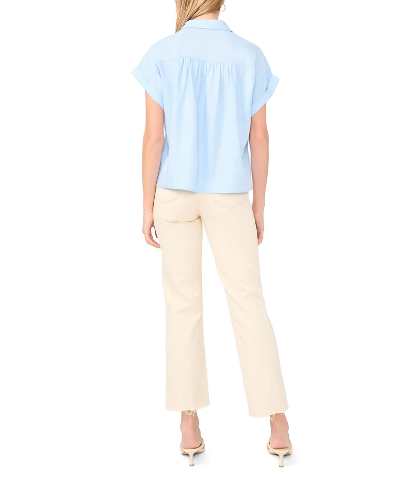 1.state Women's Collared Neck Short-Sleeve Blouse