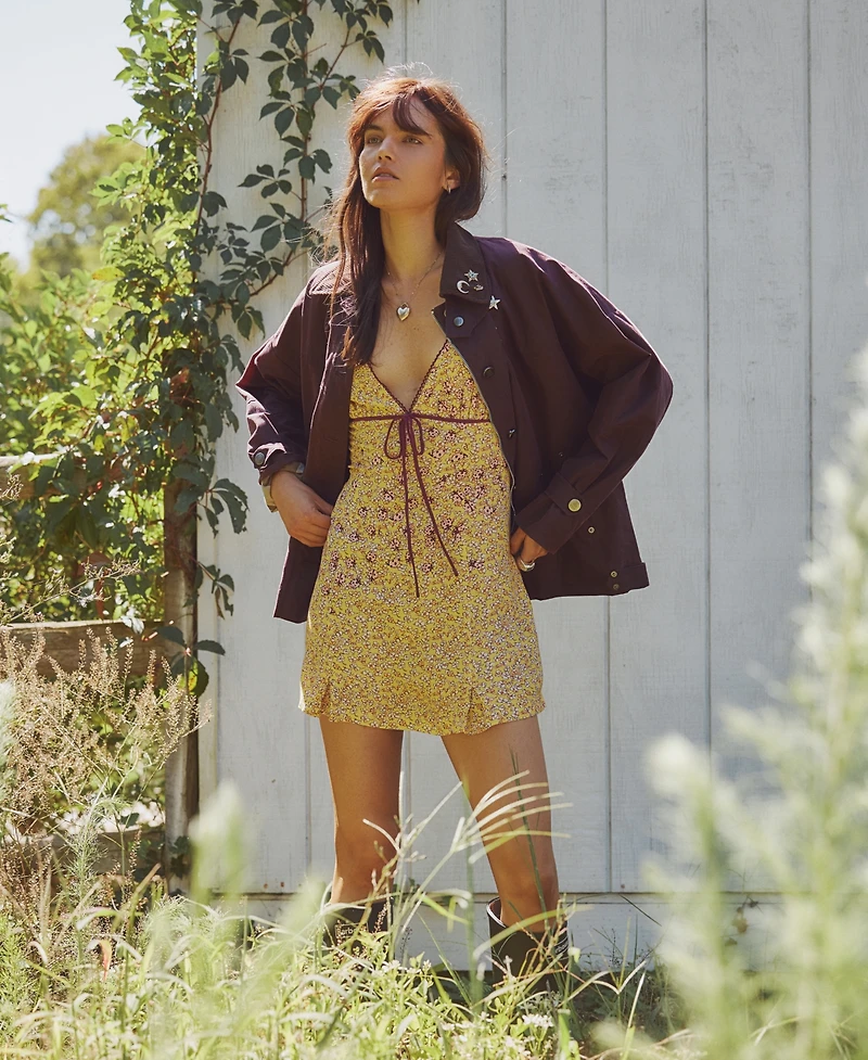 Free People Women's Backroads Floral Print V-Neck Mini Dress