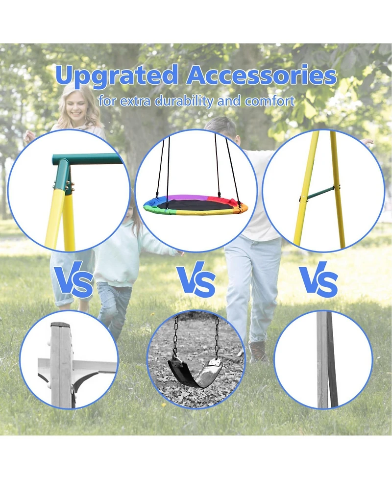 Streamdale Furniture Boys 2-Seat Indoor/Outdoor Swing Set with Safety Belt