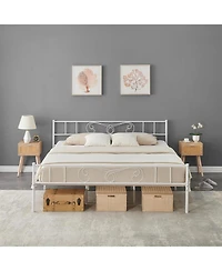 gaomon King Metal Platform Bed Frame With Headboard and Footboard Storage No Box Spring Mattress Support Simple Assembly