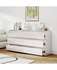 Homsee 63" High Gloss 9 Drawer Dresser,Modern Bedroom Chest