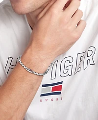 Tommy Hilfiger Men's 3D Flag Metal Silver Tone Stainless Steel Bracelet