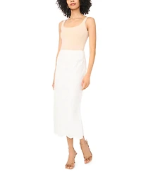 Vince Camuto Women's Scalloped Hem Midi Skirt