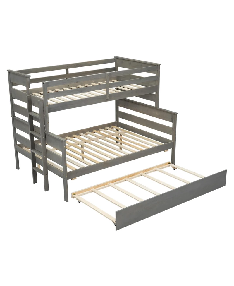Streamdale Furniture Wood Twin over Full Bunk Bed with Twin Size Trundle