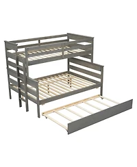 Streamdale Furniture Wood Twin over Full Bunk Bed with Twin Size Trundle