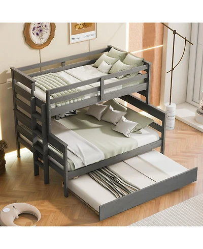 Streamdale Furniture Wood Twin over Full Bunk Bed with Twin Size Trundle