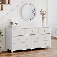 gaomon 7-Drawer Dresser with Gold Handles, Wood Chest of Drawers for Bedroom, Closet, Living Room & Hallway