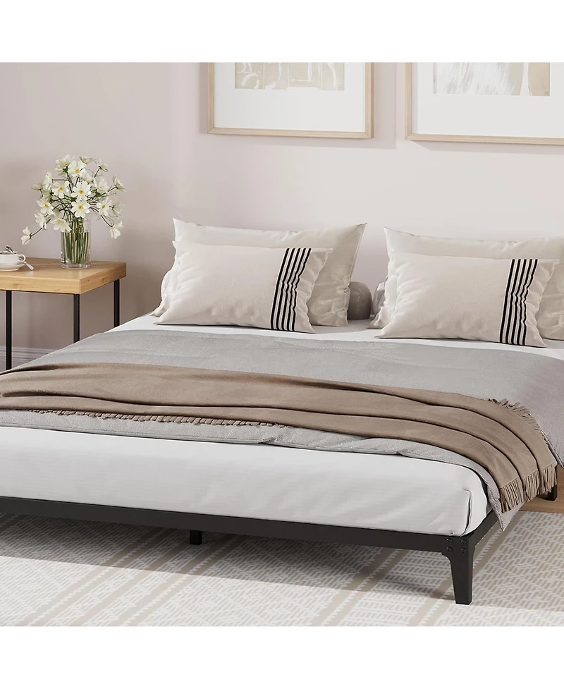 gaomon 6 Inch Queen Metal Platform Bed Frame Modern Design Steel Slats Noise Free Easy Assembly No Box Spring Matte